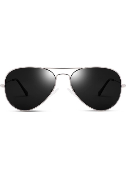 Tia Aviator Damla Model Metal Çerçeveli Gümüş-Siyah Erkek Güneş Gözlüğü