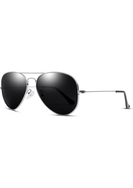 Tia Aviator Damla Model Metal Çerçeveli Gümüş-Siyah Erkek Güneş Gözlüğü