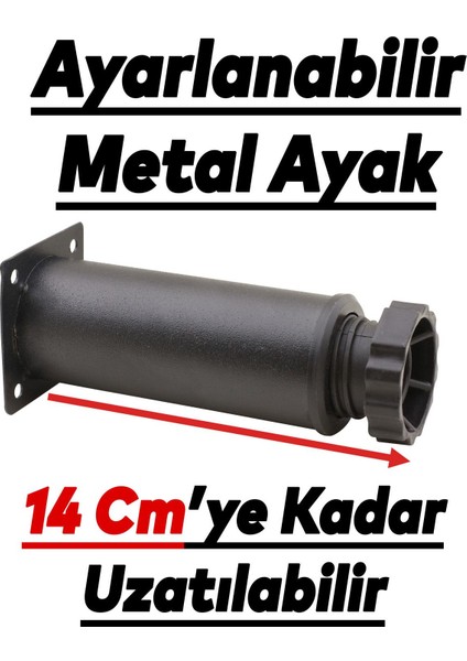 Ayarlanabilir Mobilya Kanepe Baza Koltuk Metal Destek Yükseltici Ayağı 12 Cm Siyah Ayakları 4 Adet