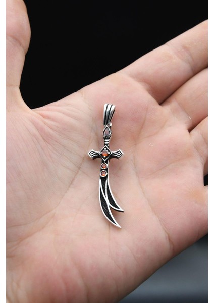 Kolye Ucu Hz. Ali Zülfikar Kılıcı Kırmızı Zirkon Taş Süslemeli 925 Ayar Gümüş fırsatları