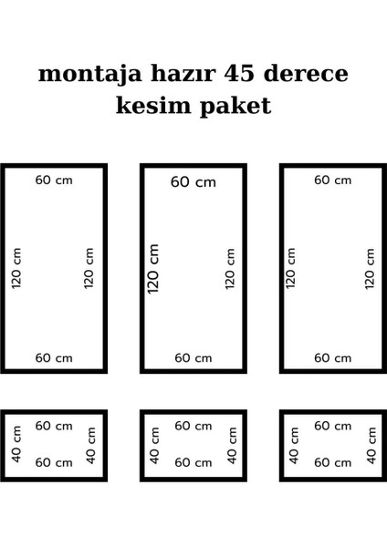 Dekoratif Boyanabilir 2,5 cm Duvar Çıtası Kesimli Hazır Paket, 6 Parça Çerçeve