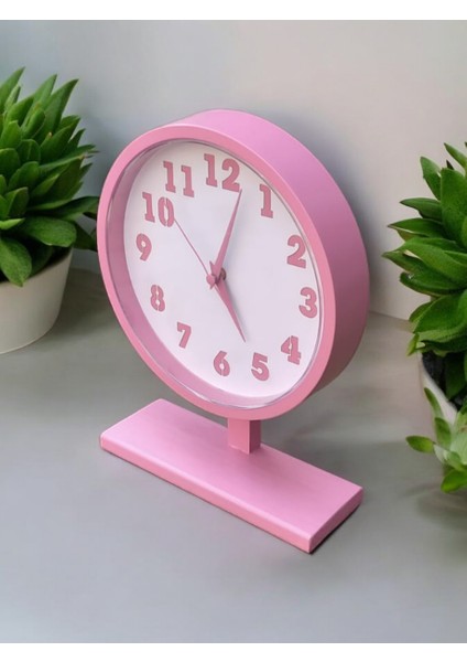 Ahşap Ayaklı Pembe Beyaz Ofis Salon Masa Saati 22*30 cm fırsatları