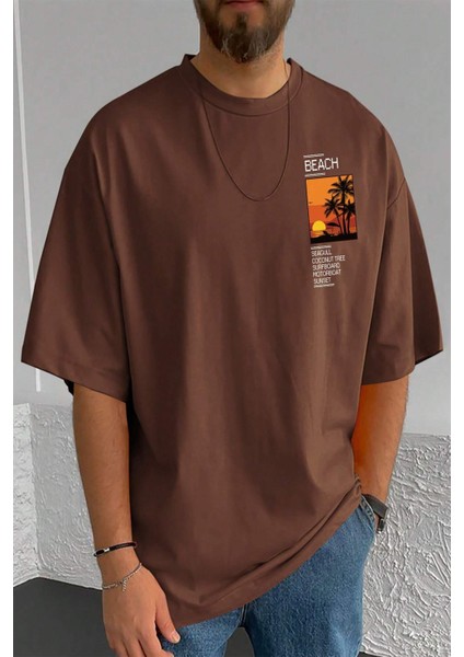 Only Trendwear Erkek Beach Baskılı Oversize Tshirt