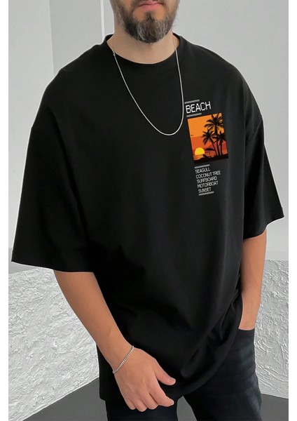 Only Trendwear Erkek Beach Baskılı Oversize Tshirt
