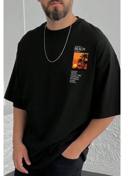 Only Trendwear Erkek Beach Baskılı Oversize Tshirt modelleri