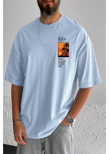 Only Trendwear Erkek Beach Baskılı Oversize Tshirt