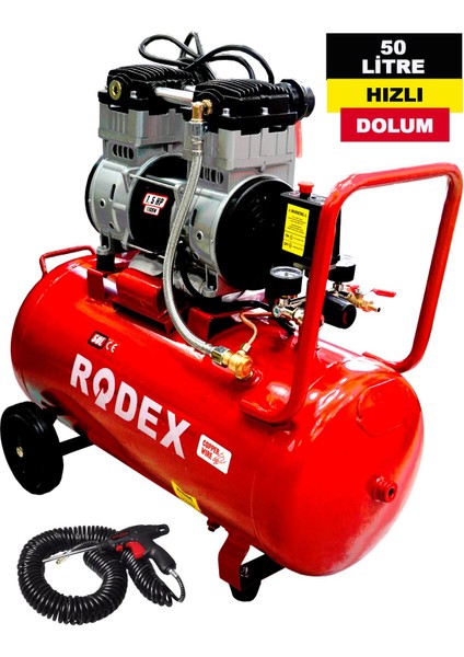 Rdx Süper Hızlı Dolum Gerçek 50 Litre 1.5 Hp Sessiz Yağsız Hava Kompresörü