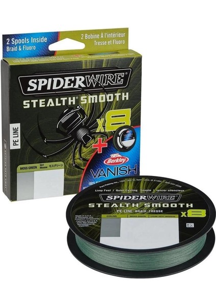 8 Braid & Fluorocarbon Duo Spool System 150 & 50M Moss Green/clear