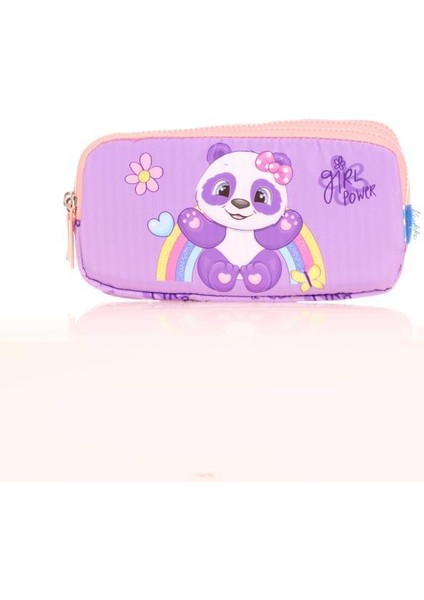 Kids 3 Bölmeli Kalem Çantası Toys Panda Lila L8154