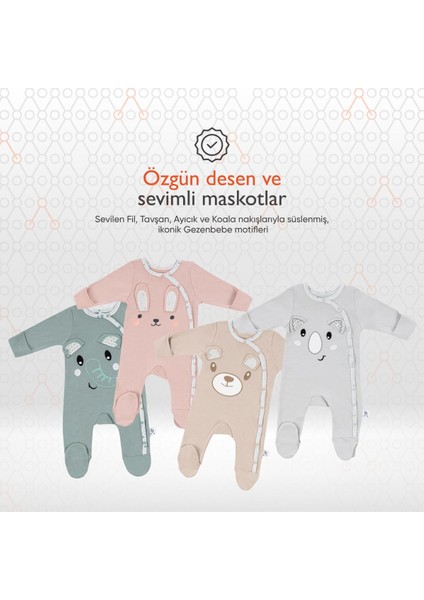 Hero Uzun Kollu Nakışlı Bebek Tulumu Teddy(Organik)