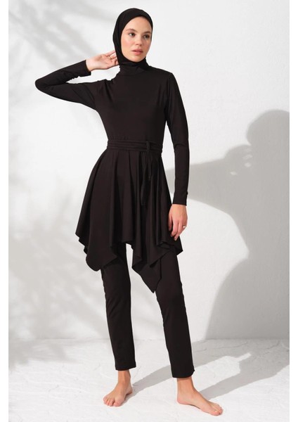 Tesettür Mayo Uzunkollu Volan Detaylı Kadınlar İçin Siyah Renk Seçeneği modelleri