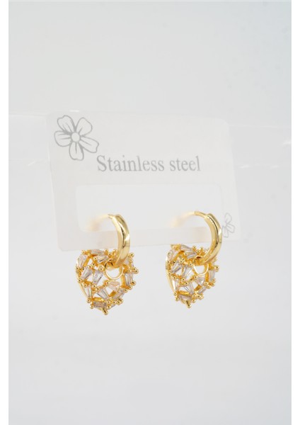 Kadın Vip Seri Özel Tasarım Baget Zirkon Taşlı Küpe Seti