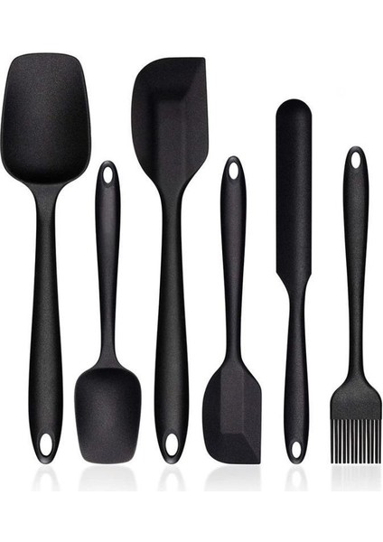 Siyah 6 Parça Silikon Spatula/mutfak Seti