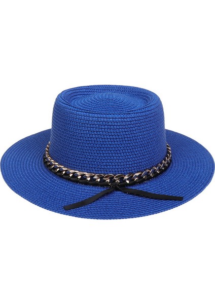 Püskül Hasır Şapka Bayanlar Yaz Plaj Şapka Güneşlik Güneş Koruyucu Şapka (Yurt Dışından)