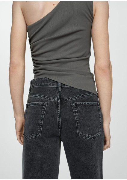 Orta Bel Mid-Rise Düz Paça Jean