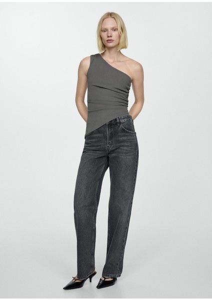 Orta Bel Mid-Rise Düz Paça Jean