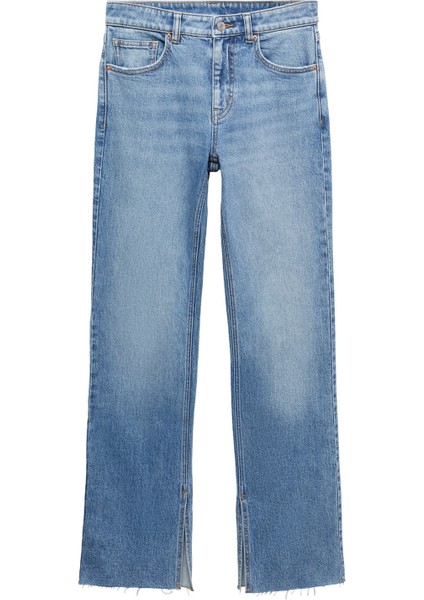 Orta Bel Mid-Rise Düz Kesim Yırtmaçlı Jean