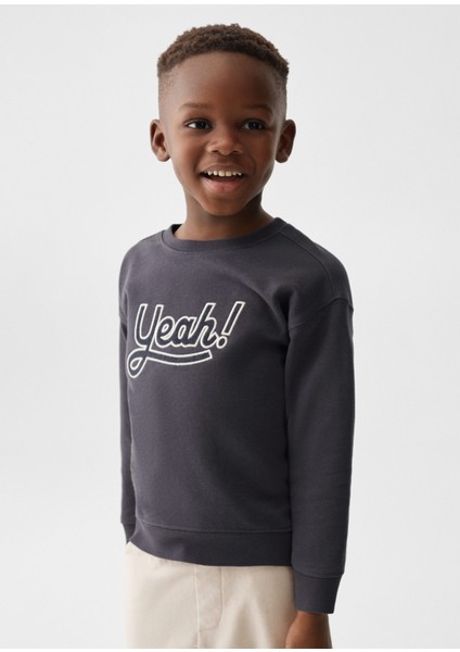 Mango Kids İşlemeli Mesajlı Sweatshirt