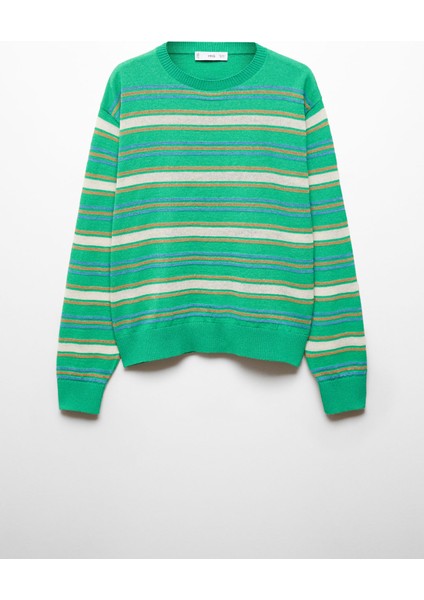 Yuvarlak Yakalı Çizgili Kazak fırsatları