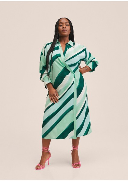 Çizgili Desenli Elbise