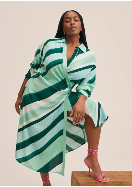 Çizgili Desenli Elbise