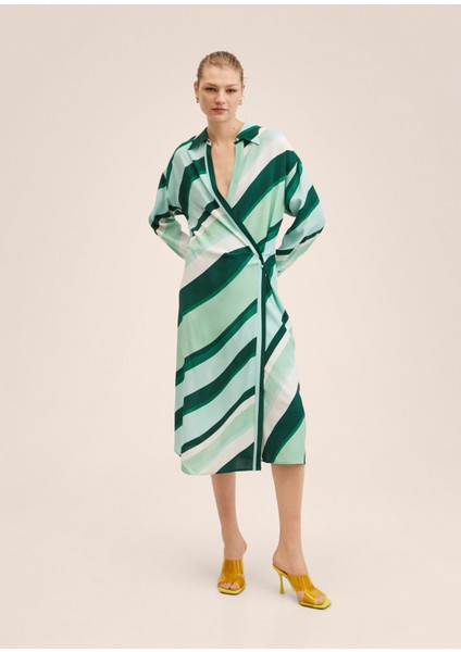 Çizgili Desenli Elbise