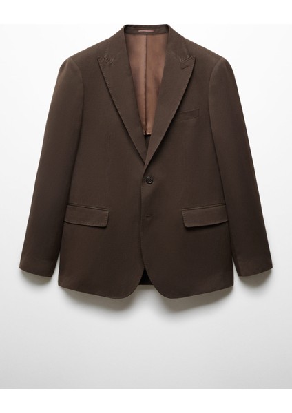 Slim Fit Keten Ve Pamuklu Takım Elbise Ceketi