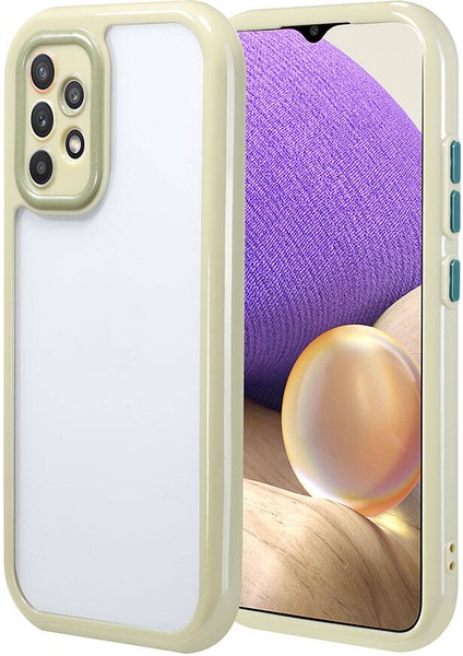 Samsung Galaxy A32 4g Kılıf Kenar ve Çerçeve Renkli Kamera Korumalı Vitamin Kapak Yeşil