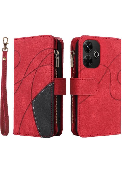 Kart Yuvası Standı Iki Renkli Dikiş ile Xiaomi Redmi 13 4g Için Kılıf (Yurt Dışından)