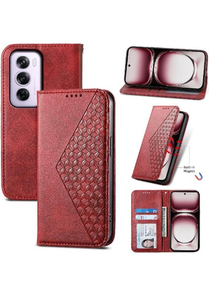 Oppo Oppo 12 Pro 5g Için Flip Case Standı El Kayışı Eşkenar Dörtgen Şekli Günlük Kullanım (Yurt Dışından)