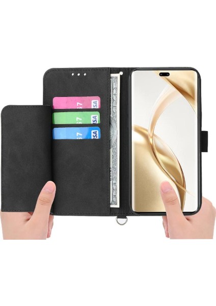 Onur Için Flip Case 200 Pro Çoklu Kredi Kartı Yuvaları Bileklik Kabartmalı (Yurt Dışından) fırsatları