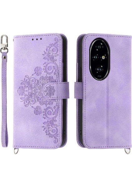 Onur Için Flip Case 200 Pro Çoklu Kredi Kartı Yuvaları Bileklik Kabartmalı (Yurt Dışından)