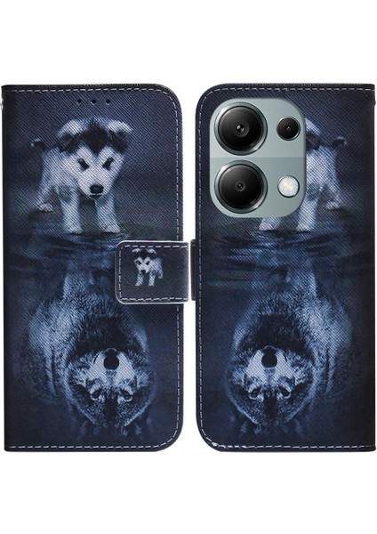 Xiaomi Poco M6 Pro 4g Kart Yuvaları Için Flip Case Boyalı Pu Deri (Yurt Dışından)