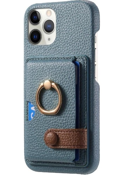 IPhone 11 Için Kılıf Pro Max Kart Yuvaları Premium Dokulu Deri Halka Standı (Yurt Dışından)