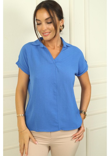 Polo Yaka Duble Kol Ayrobin Bluz