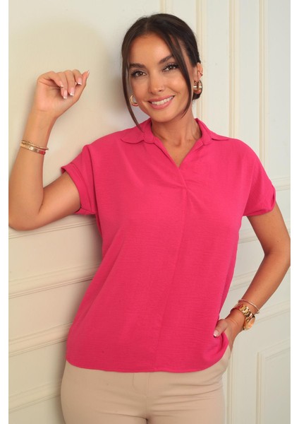 Polo Yaka Duble Kol Ayrobin Bluz