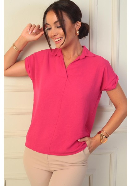 Polo Yaka Duble Kol Ayrobin Bluz modelleri