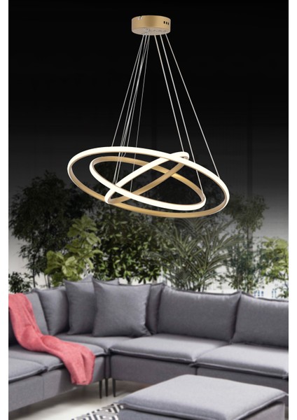 Pera Jewelry LED Modern Hale 3lü Halka Avize 3 Renk Işık Salon,mutfak,koridor