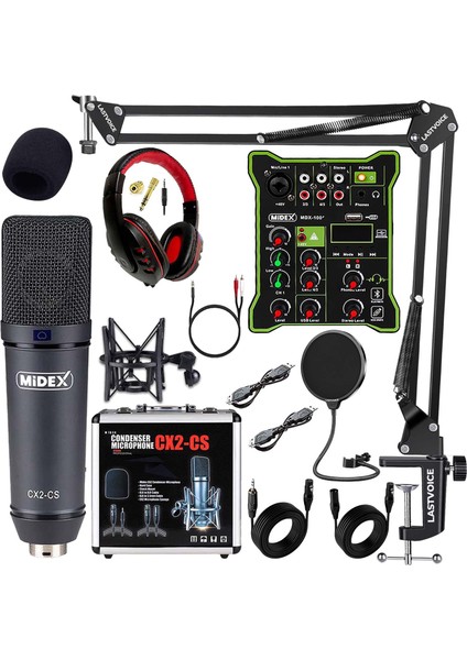 Wizard Paket-1 Cx2 Stüdyo Mikrofon Mdx-100 Stüdyo Kayıt Mikseri Kulaklık Ekipman Seti