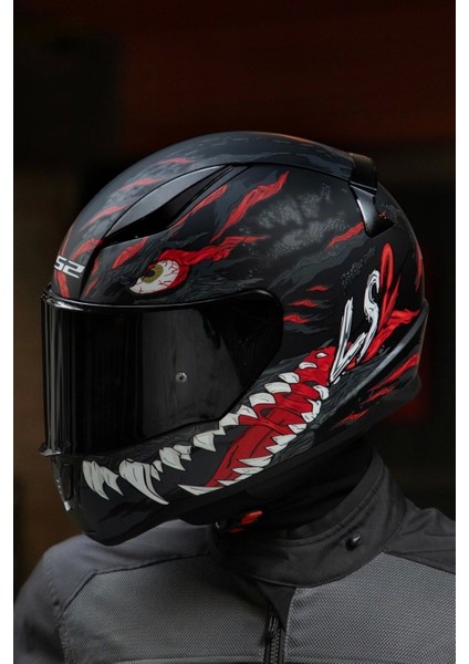 Rapıd 2 Kaıju Mat Siyah-Kırmızı-Beyaz Kask modelleri