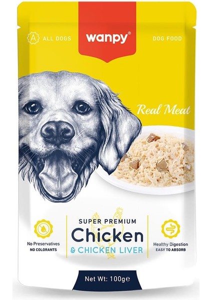 Pouch Tavuk Ciğer Yaş Köpek Maması 100 gr