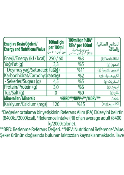 Yağlı Süt 1 L x 6 Adet