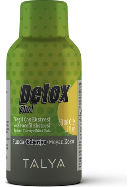 Detox Shot Yeşilçay Ekstresi ve Zencefil Ekstresi Içeren Takviye Edici Gıda 50 ml