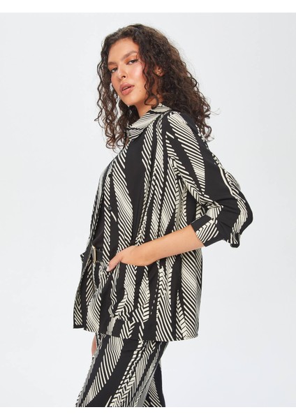 Monochrome Desen Beli Tünelli Overshırt Tunik 69596