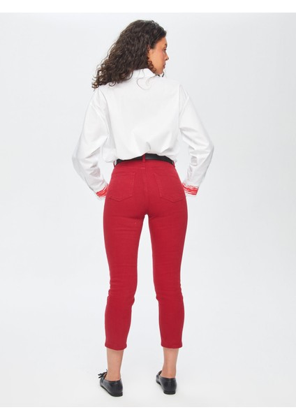Slim Fit Coton Parça Boya Pantolon 69048