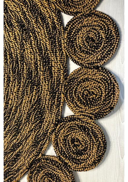 Natural Jüt Halı El Dokuma Hasır Yolluk Bohem Jüt Kilim Hmfjut812 140 X 140 Cm