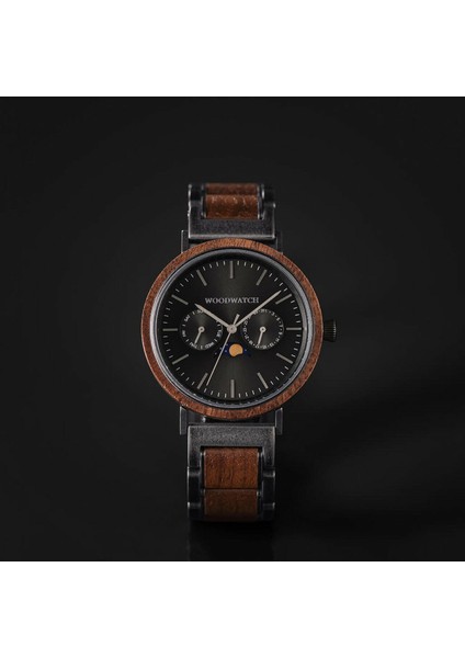 Woodwatch Brushed Iron Walnut Ahşap Erkek Kol Saati 41MM