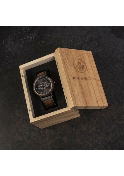 Woodwatch Brushed Iron Walnut Ahşap Erkek Kol Saati 41MM