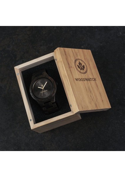 Woodwatch Oaklee Black Sandal Ahşap Erkek Kol Saati 47MM