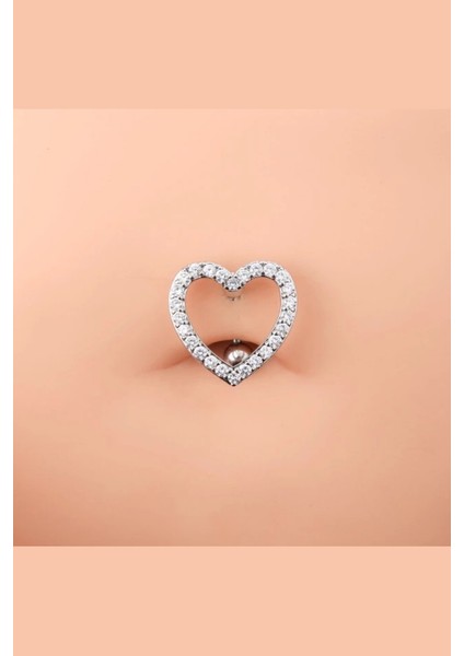 Kalpli Çelik Zirkon Taşlı Göbek Piercing